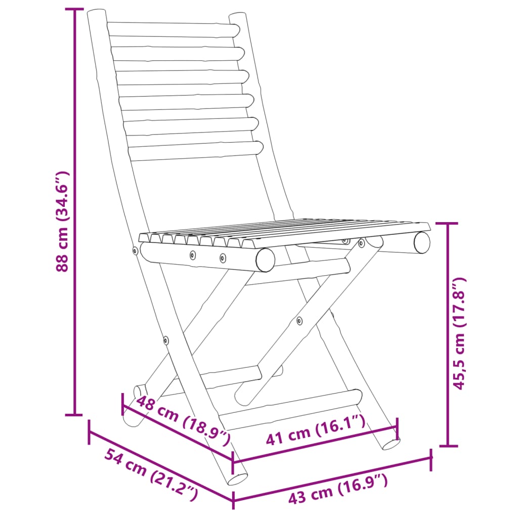 Tuinstoelen 6 st inklapbaar 43x54x88 bamboe