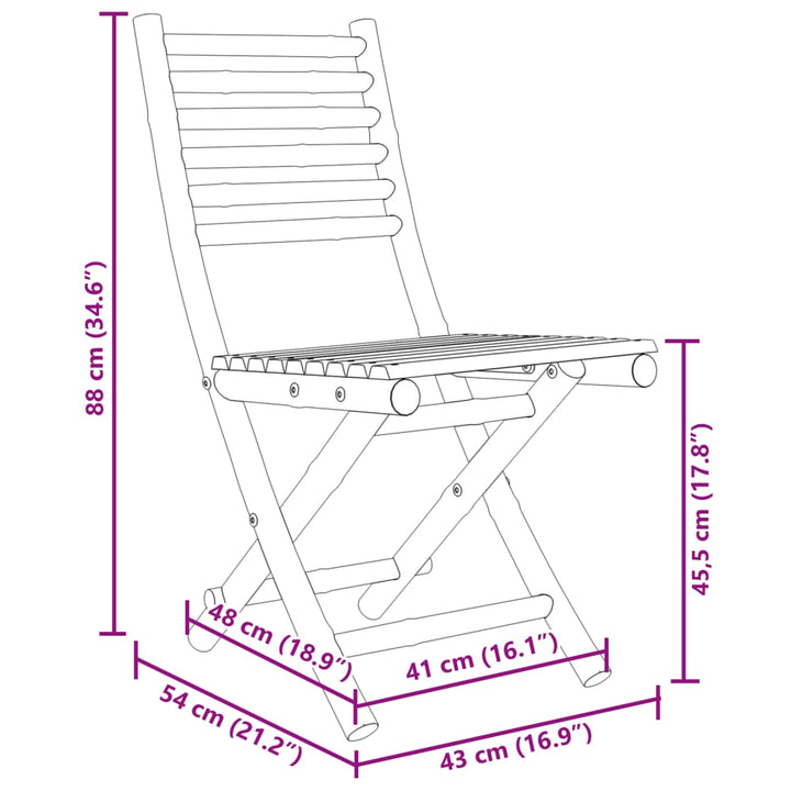 Tuinstoelen 6 st inklapbaar 43x54x88 bamboe