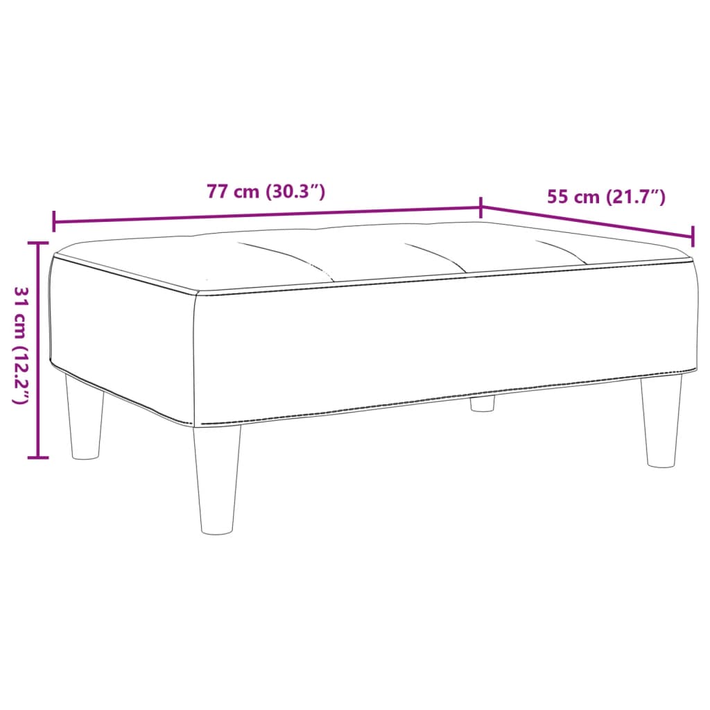 Voetenbank 77x55x31 cm stof lichtgrijs