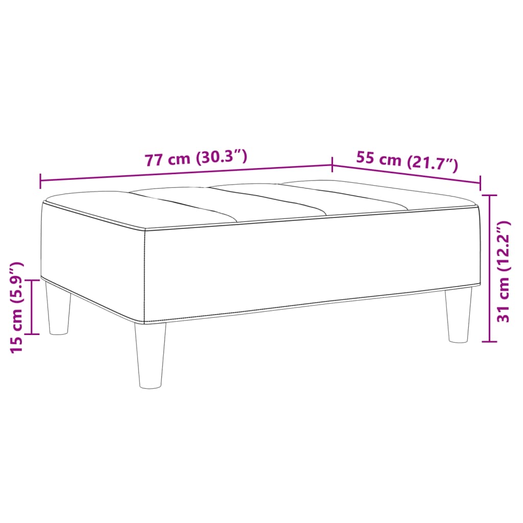 Voetenbank 77x55x31 cm stof lichtgrijs