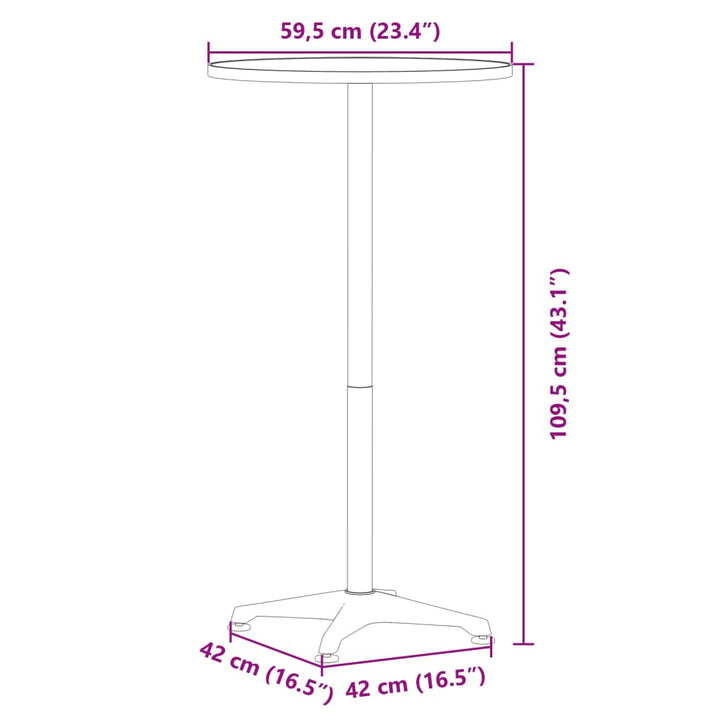 Tuinbartafel in hoogte verstelbaar ø˜59,5x70/109,5 cm aluminium