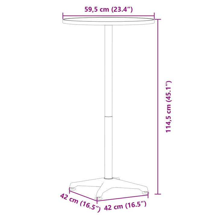 Tuinbartafel in hoogte verstelbaar ø˜59,5x70/114,5 cm aluminium