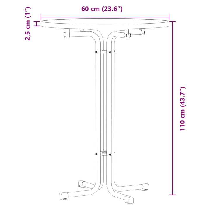 Eettafel ø˜ 60x110 cm bewerkt hout en staal zwart