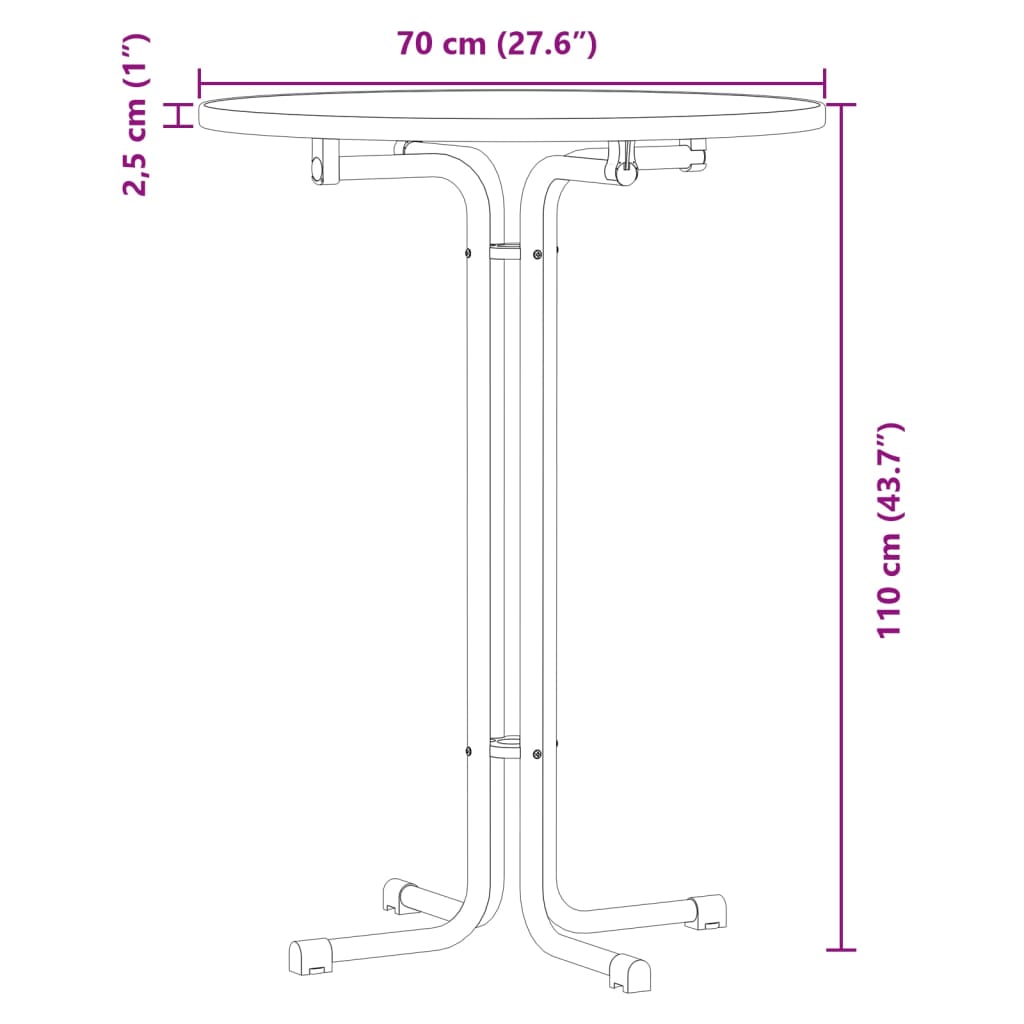 Eettafel ø˜ 70x110 cm bewerkt hout en staal zwart