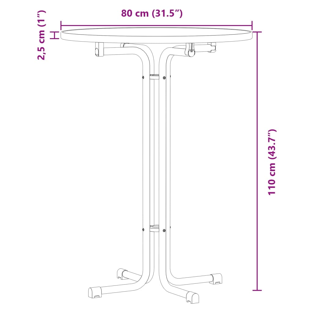 Eettafel ø˜ 80x110 cm bewerkt hout en staal wit