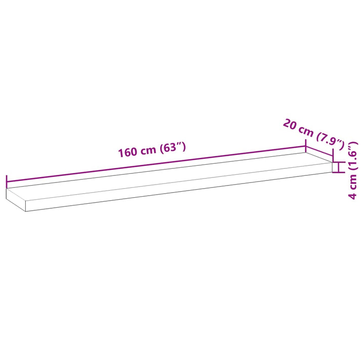 Wandschap zwevend 160x20x4 cm onbehandeld massief acaciahout