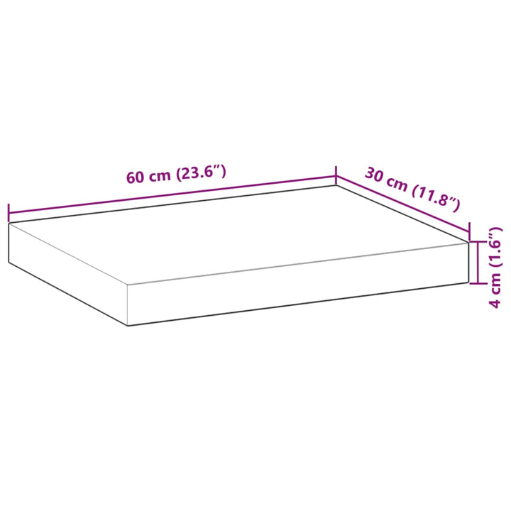 Wandschap zwevend 60x30x4 cm onbehandeld massief acaciahout