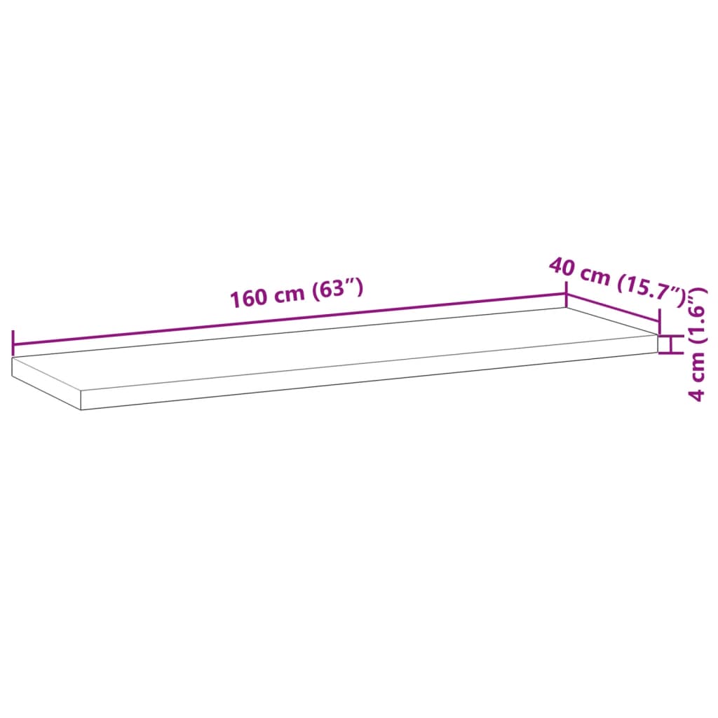 Wandschap zwevend 160x40x4 cm onbehandeld massief acaciahout