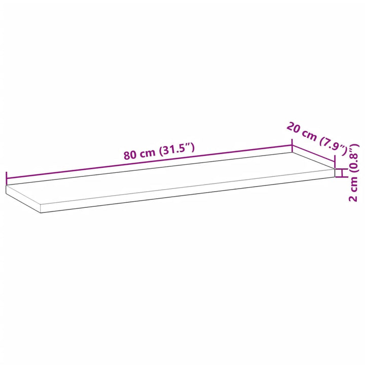 Wandschap zwevend olieafwerking 80x20x2 cm massief acaciahout