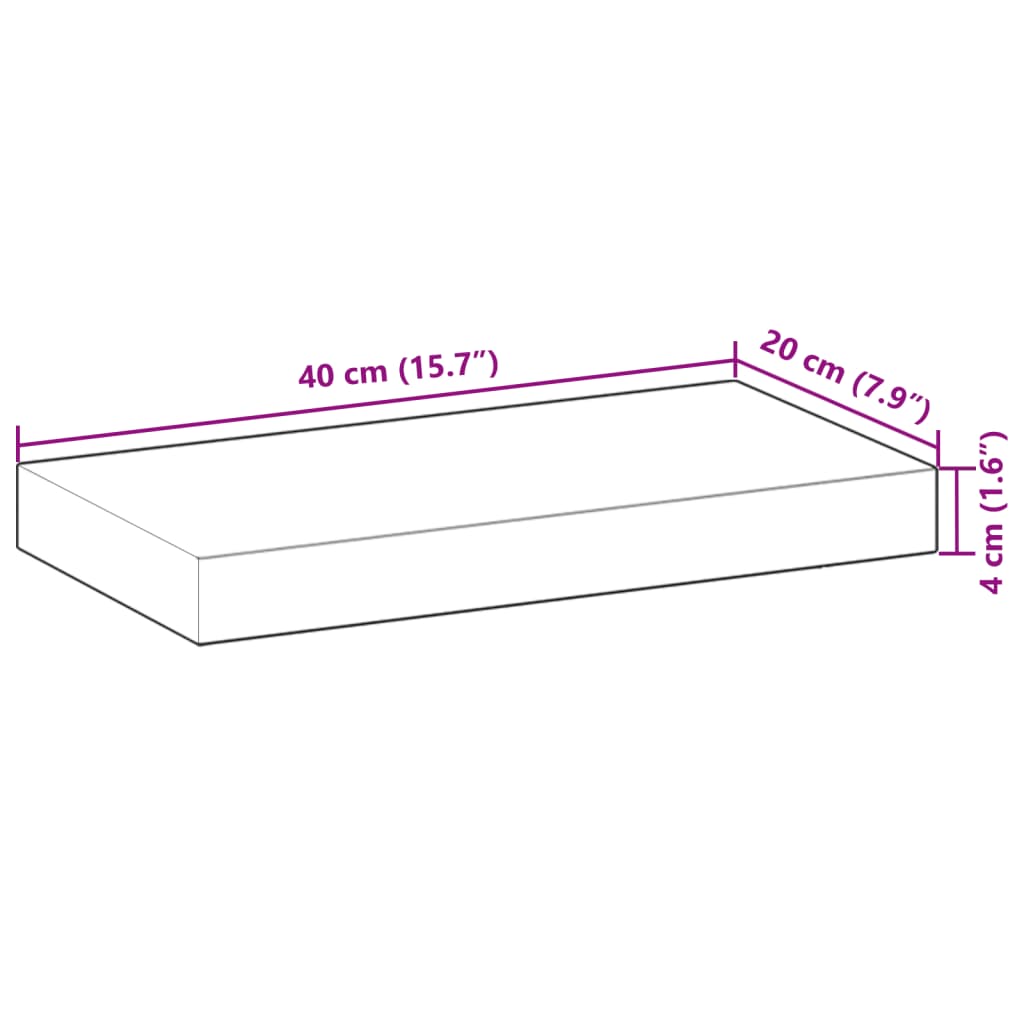 Wandschap zwevend olieafwerking 40x20x4 cm massief acaciahout