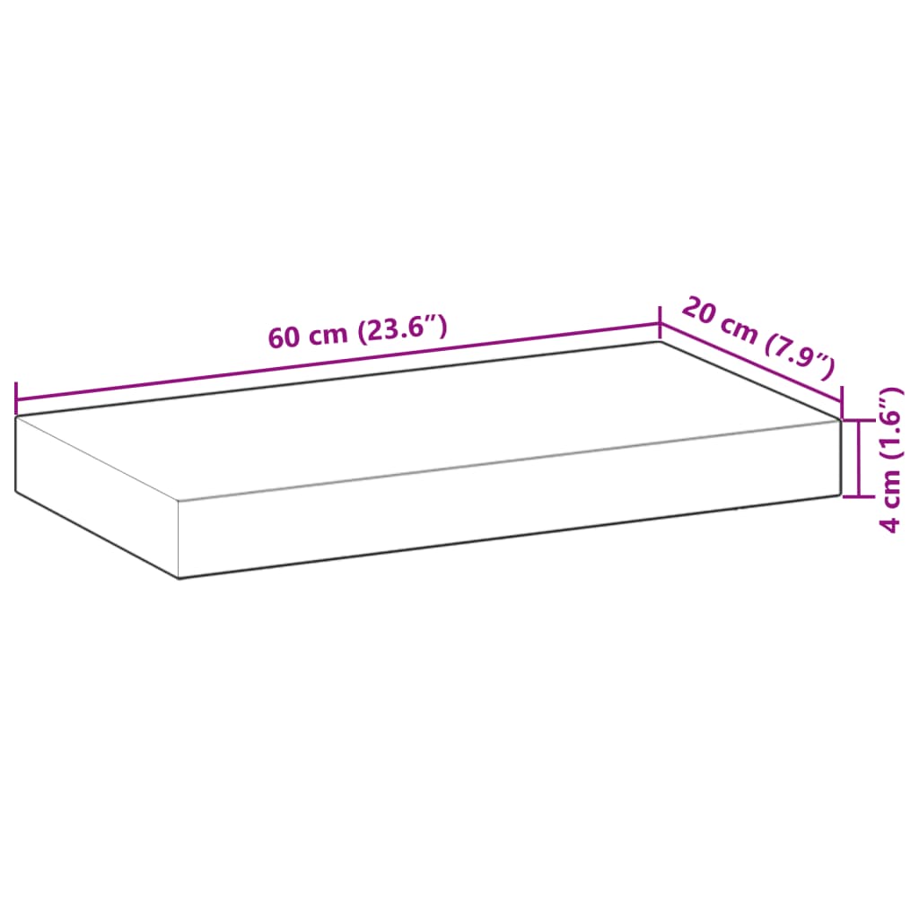 Wandschappen 2 st zwevend olieafwerking 60x20x4 cm acaciahout