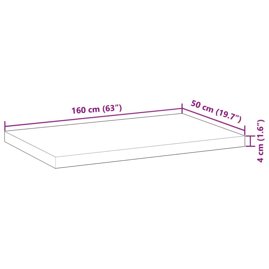 Wastafelblad met olieafwerking 160x50x4 cm massief acaciahout