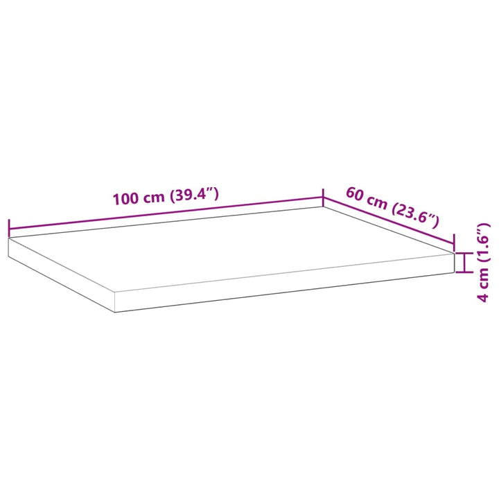 Wastafelblad met olieafwerking 100x60x4 cm massief acaciahout