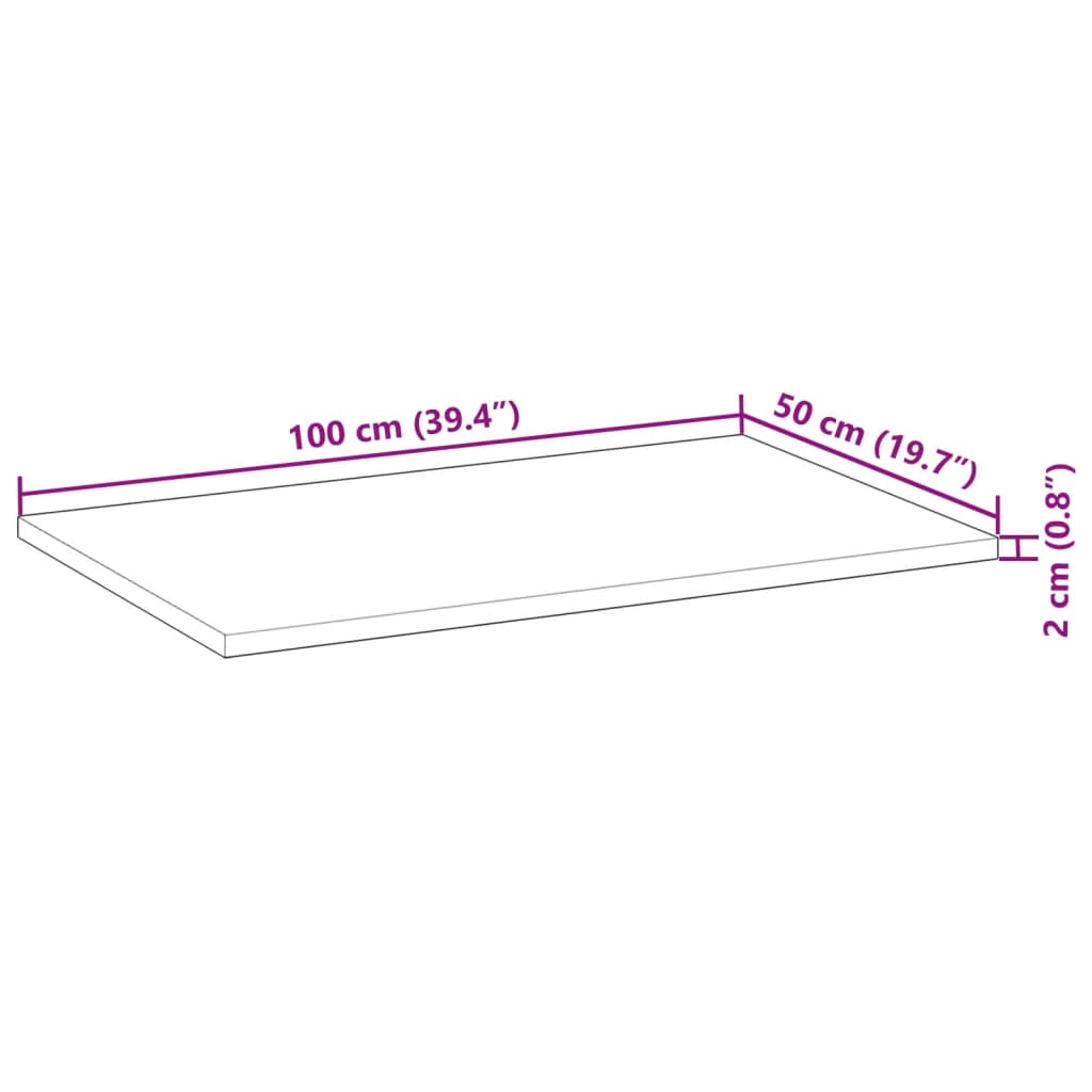 Bureaublad 100x50x2 cm onbehandeld massief acaciahout