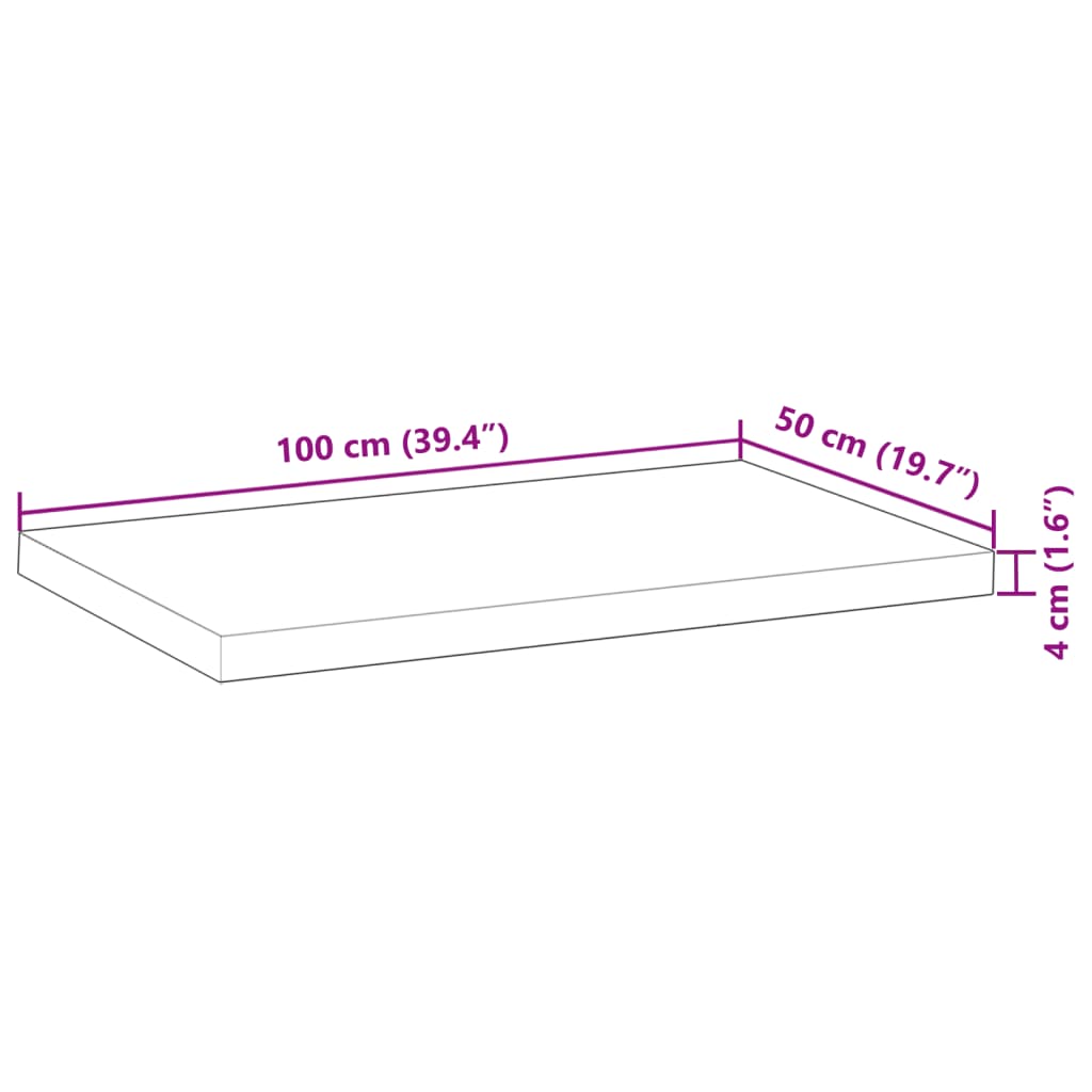 Bureaublad 100x50x4 cm onbehandeld massief acaciahout