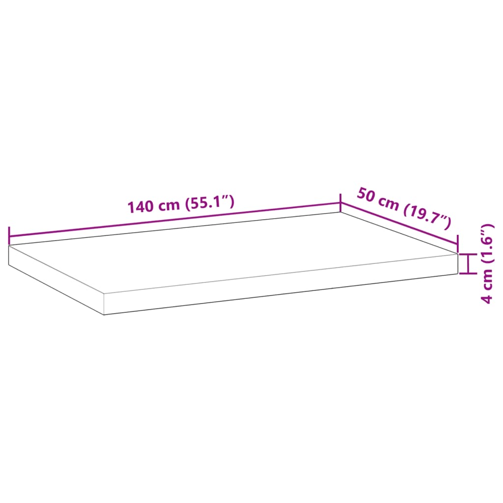 Bureaublad 140x50x4 cm onbehandeld massief acaciahout