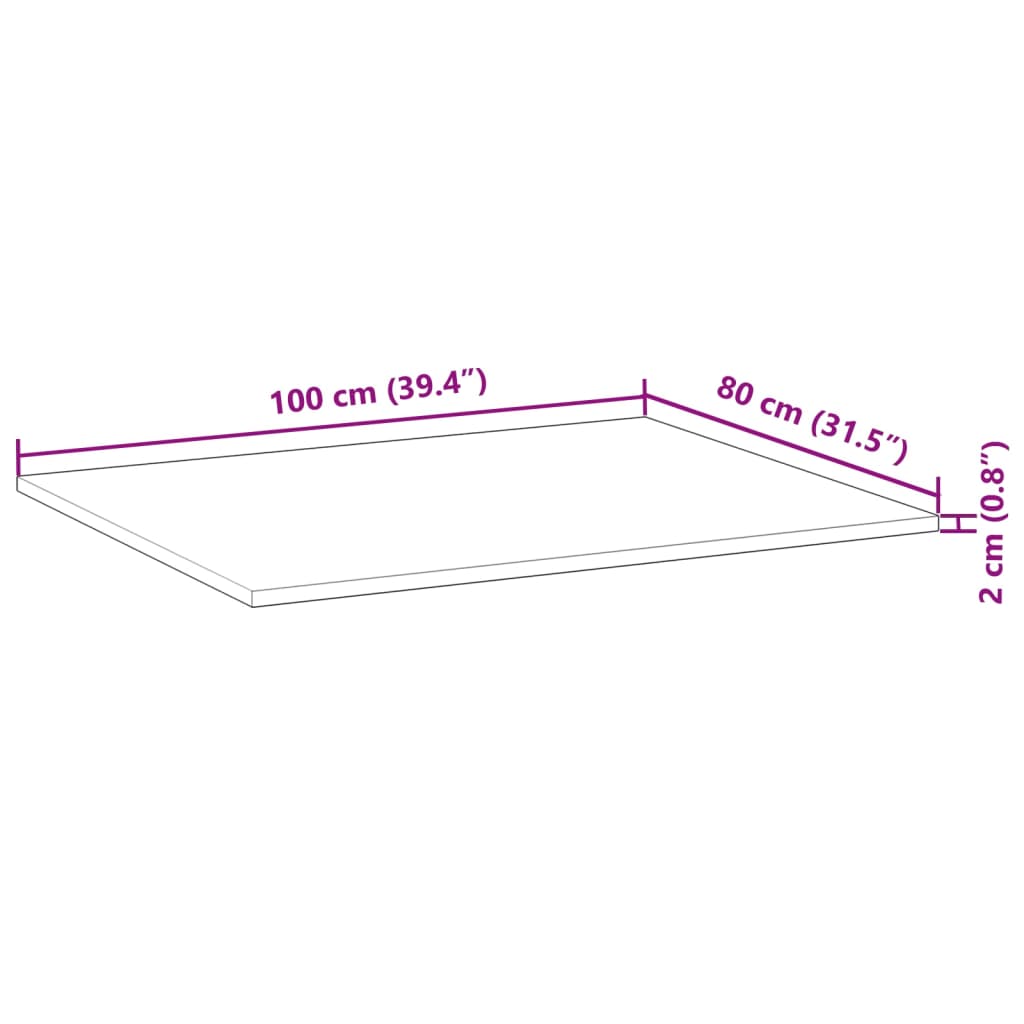 Bureaublad met olieafwerking 100x80x2 cm massief acaciahout