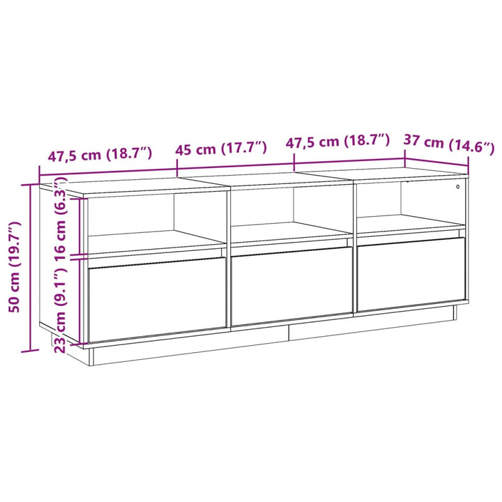 Tv-meubel 140x37x50 cm massief grenenhout wasbruin