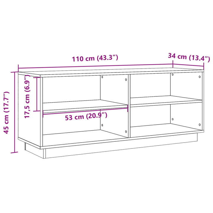 Schoenenkast 110x34x45 cm massief grenenhout wasbruin