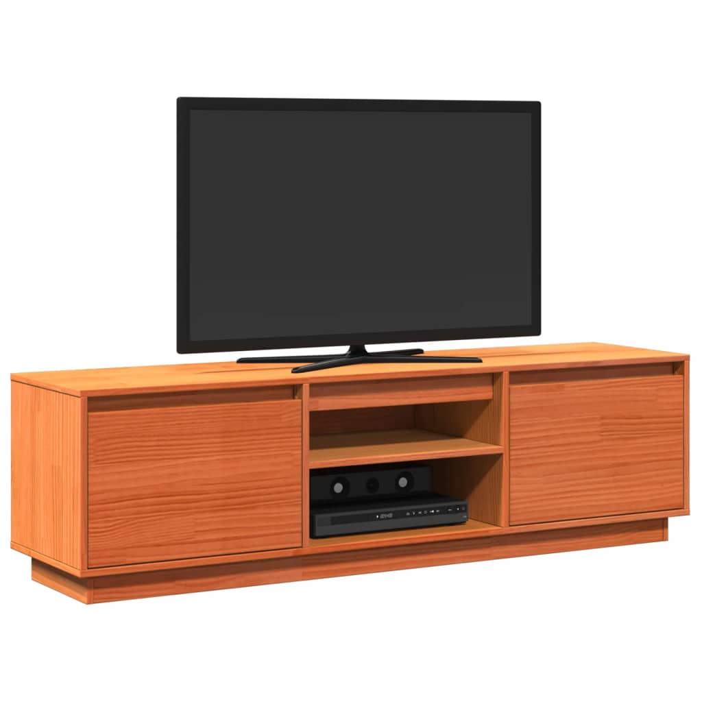 Tv-meubel 140x35x40 cm massief grenenhout wasbruin