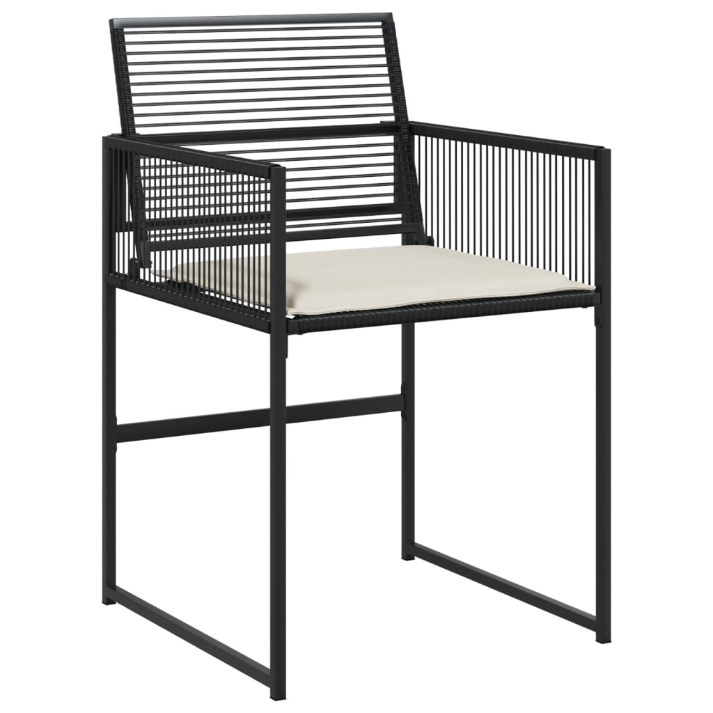 Tuinstoelen 4 st met kussens poly rattan zwart