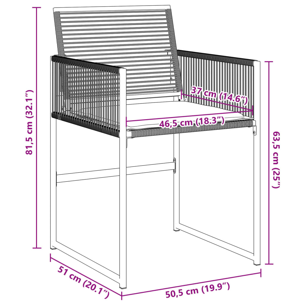 Tuinstoelen 4 st met kussens poly rattan zwart