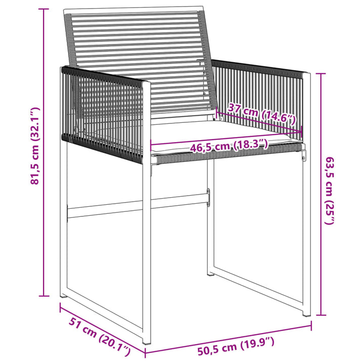 Tuinstoelen 4 st met kussens poly rattan zwart