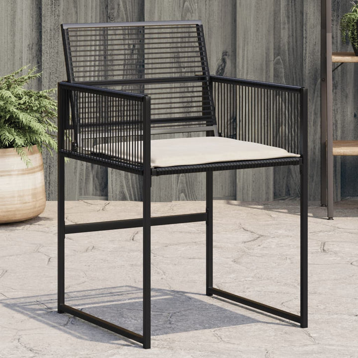 Tuinstoelen 4 st met kussens poly rattan zwart