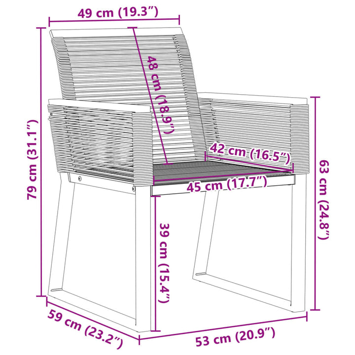 Tuinstoelen 4 st poly rattan zwart