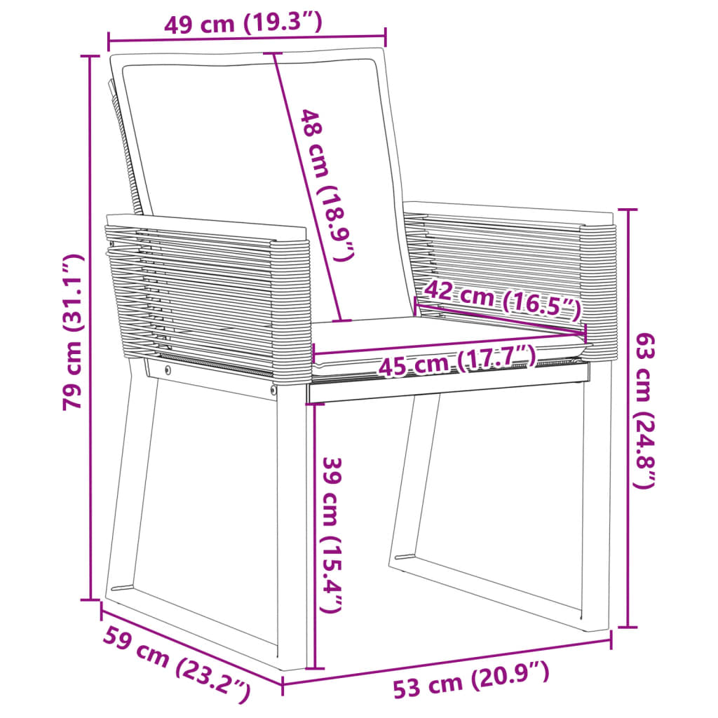 Tuinstoelen 2 st met kussens poly rattan zwart