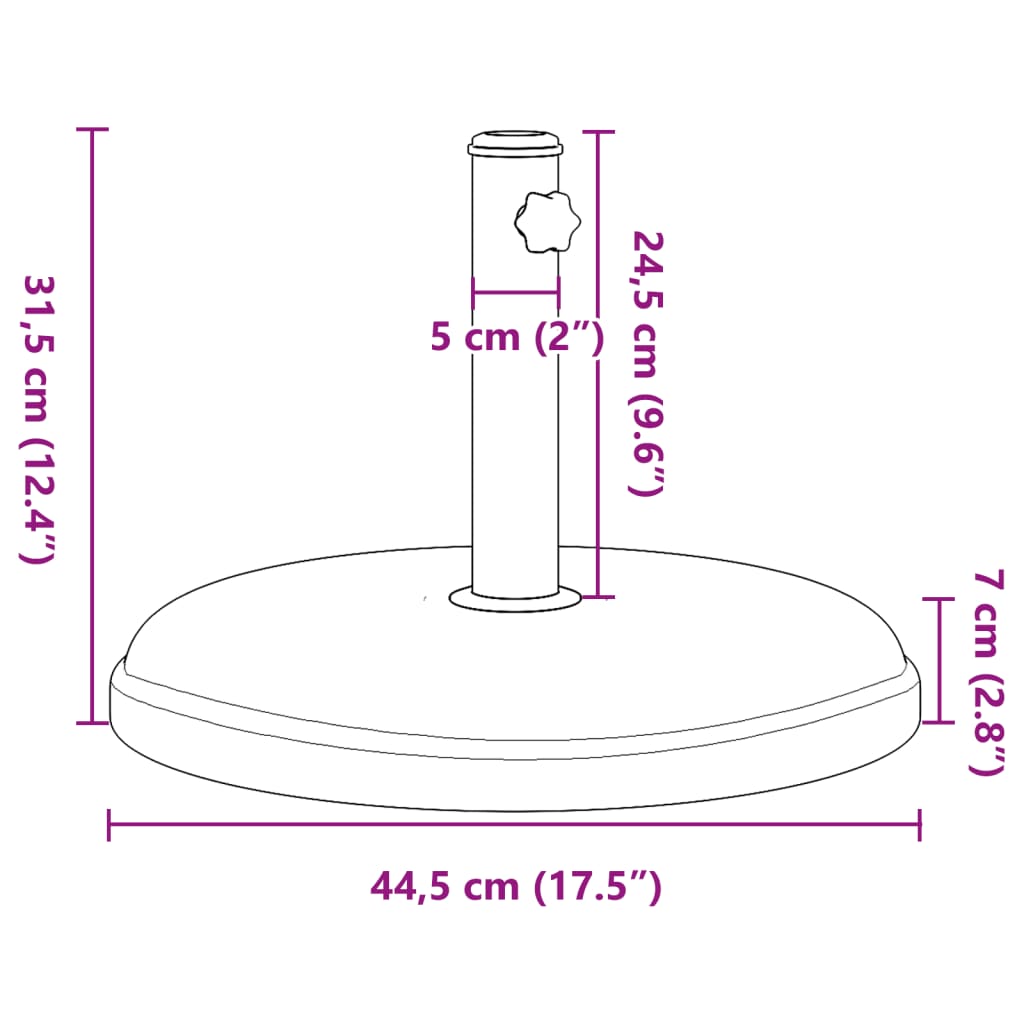 Parasolvoet voor stokken van ø˜32/35/38 mm 15 kg rond