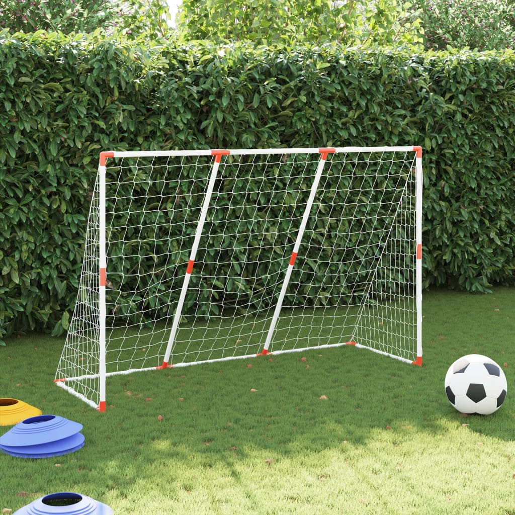 Kindervoetbaldoel met ballen 2-in-1 184x64x124 cm wit