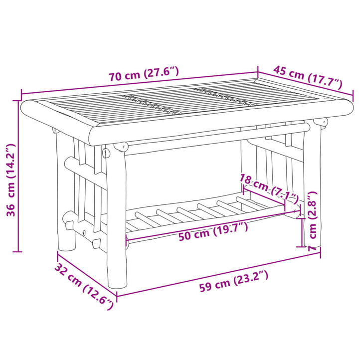 Salontafel 70x45x36 cm bamboe