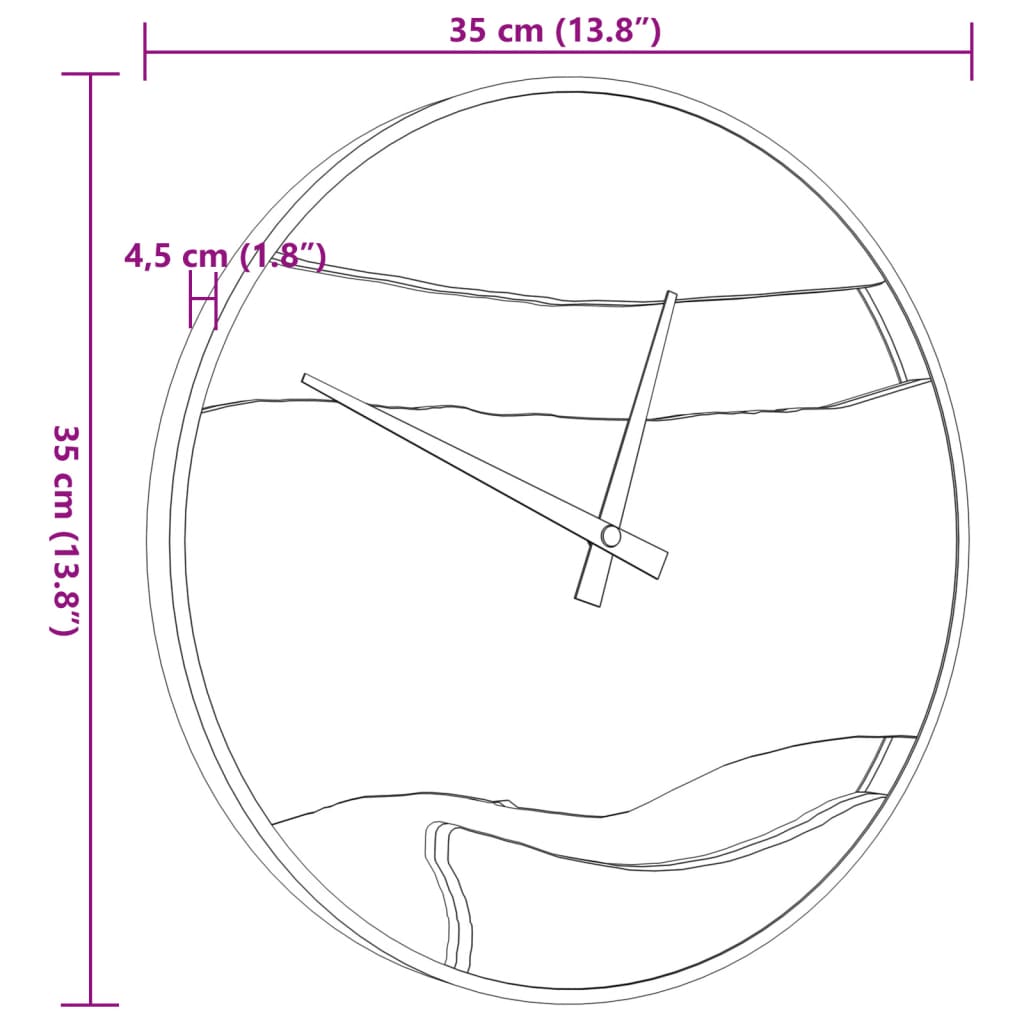 Wandklok ø˜35 cm ijzer en olijfhout bruin