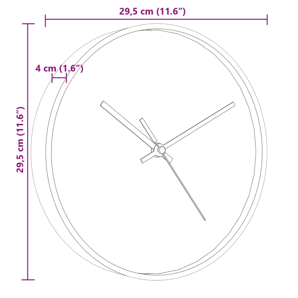 Wandklok ø˜29,5 cm polystyreen en glas goudkleurig en blauw