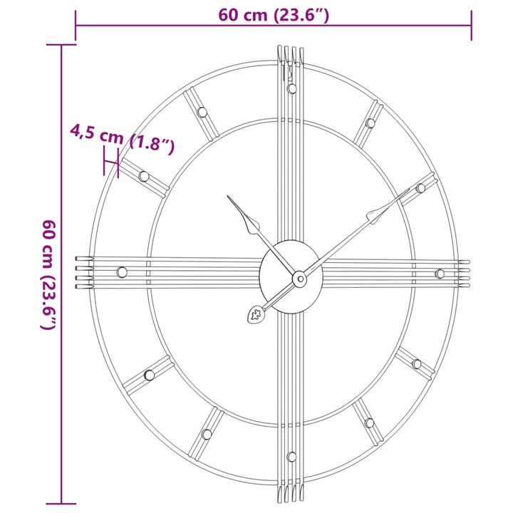 Wandklok ø˜60 cm ijzer zwart