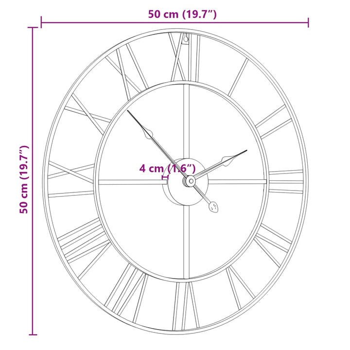 Wandklok ø˜50 cm ijzer zwart