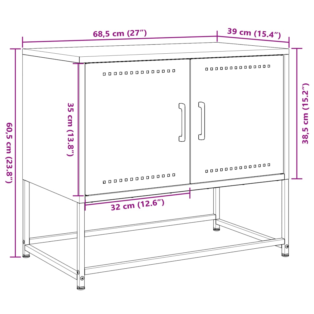 Tv-meubel 68,5x39x60,5 cm staal zwart