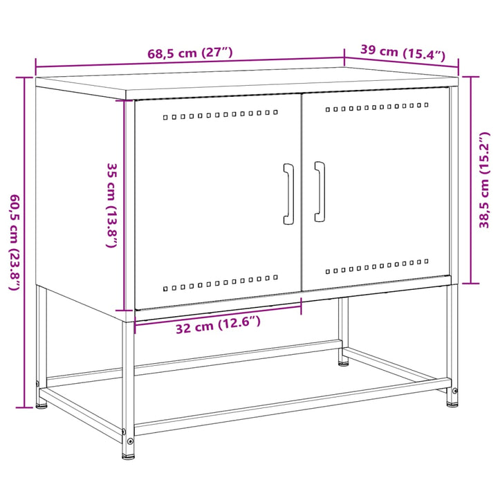 Tv-meubel 68,5x39x60,5 cm staal zwart