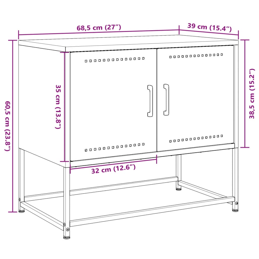 Tv-meubel 68,5x39x60,5 cm staal antracietkleurig