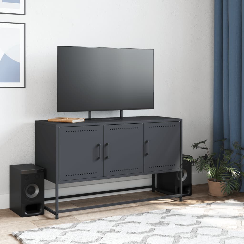 Tv-meubel 100,5x39x60,5 cm staal antracietkleurig