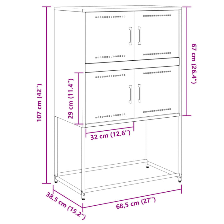 Dressoir 68,5x38,5x107 cm staal zwart