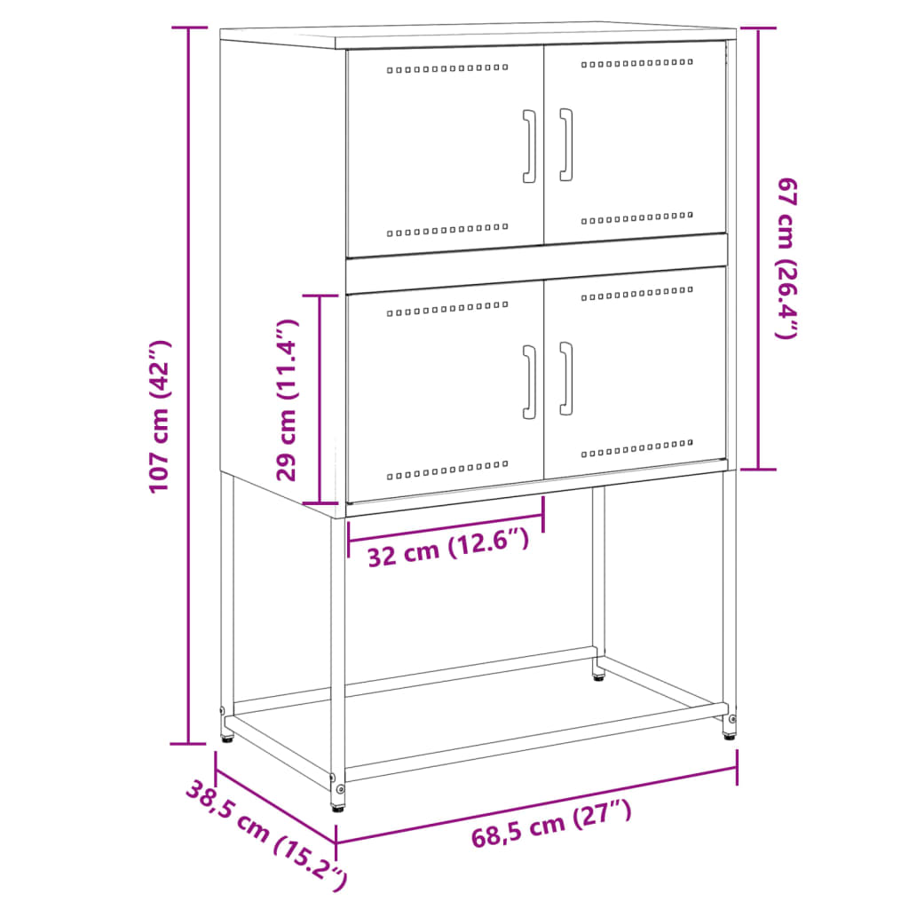 Dressoir 68,5x38,5x107 cm staal wit