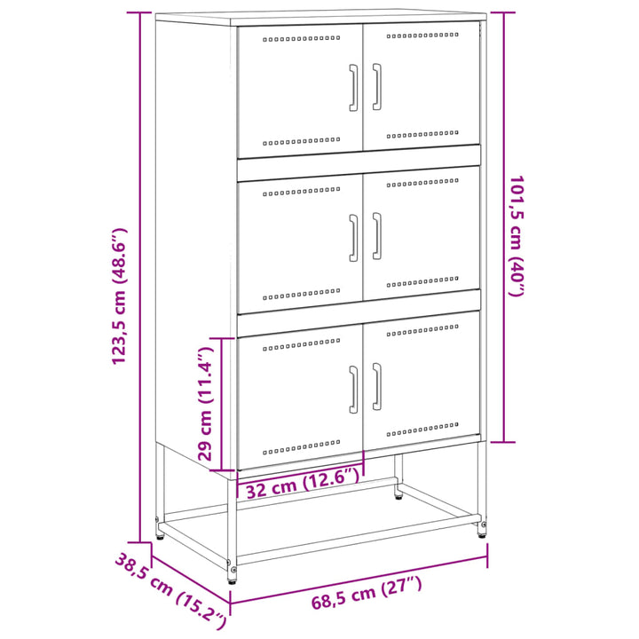 Dressoir 68,5x38,5x123,5 cm staal antracietkleurig