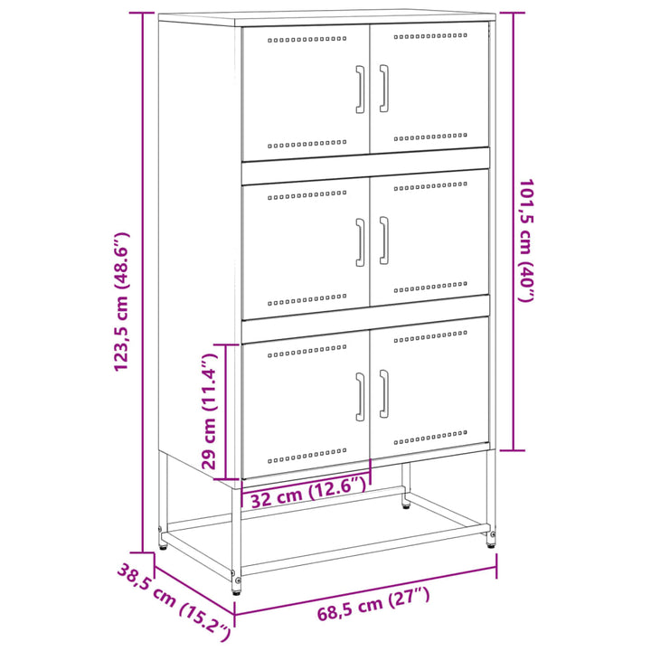 Dressoir 68,5x38,5x123,5 cm staal mosterdgeel