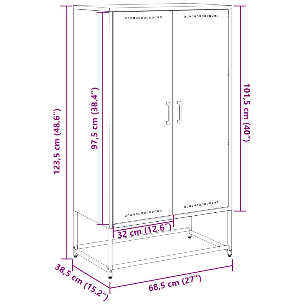 Hoge kast 68,5x38,5x123,5 cm staal wit