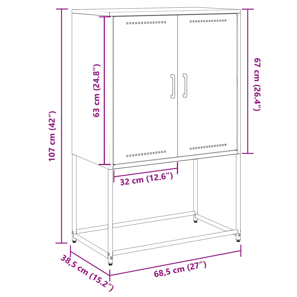 Hoge kast 68,5x38,5x107 cm staal antracietkleurig