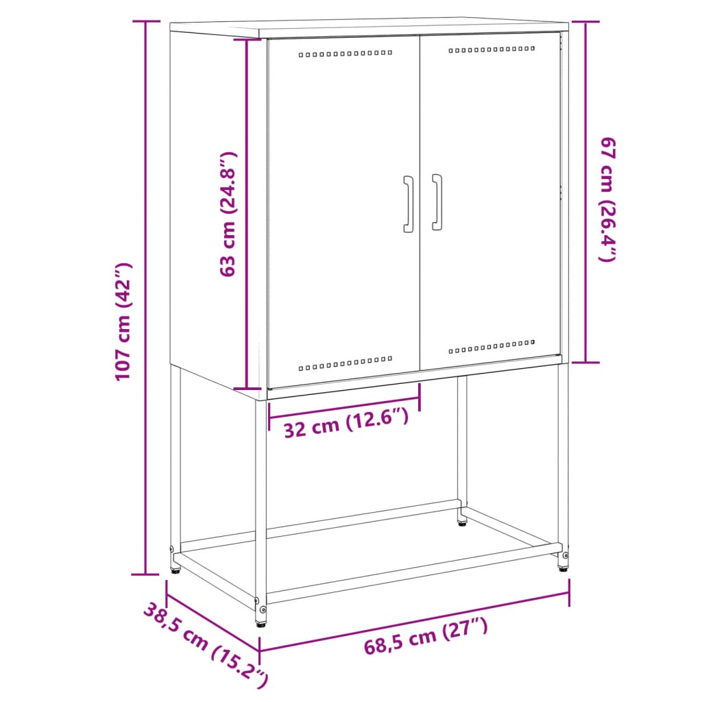 Tv-meubel 68x39x60,5 cm staal antracietkleurig