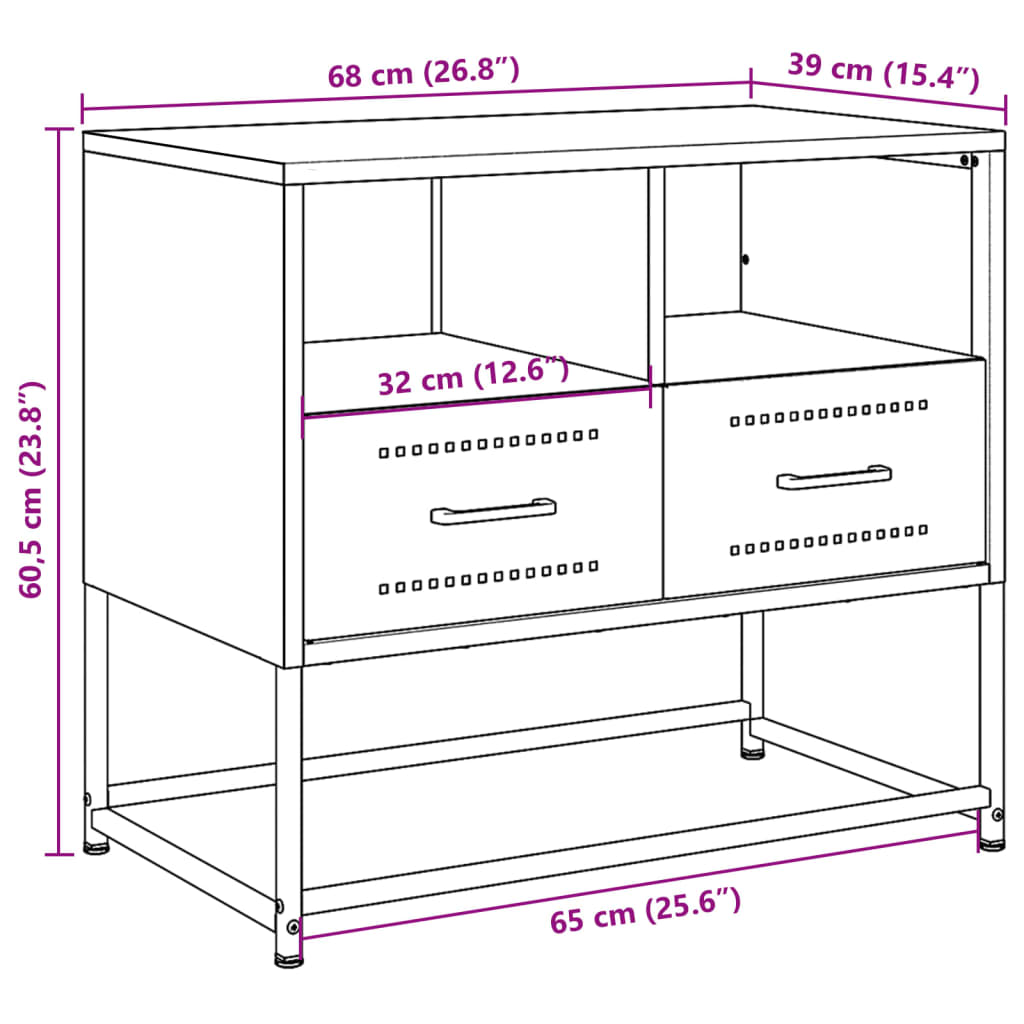 Tv-meubel 68x39x60,5 cm staal zwart