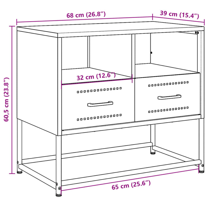 Tv-meubel 68x39x60,5 cm staal roze